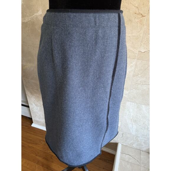 VTG Giorgio Sant’Angelo Wool Wrap Skirt 4 Blue Piping, Dark Academia Office Twee - Picture 8 of 12